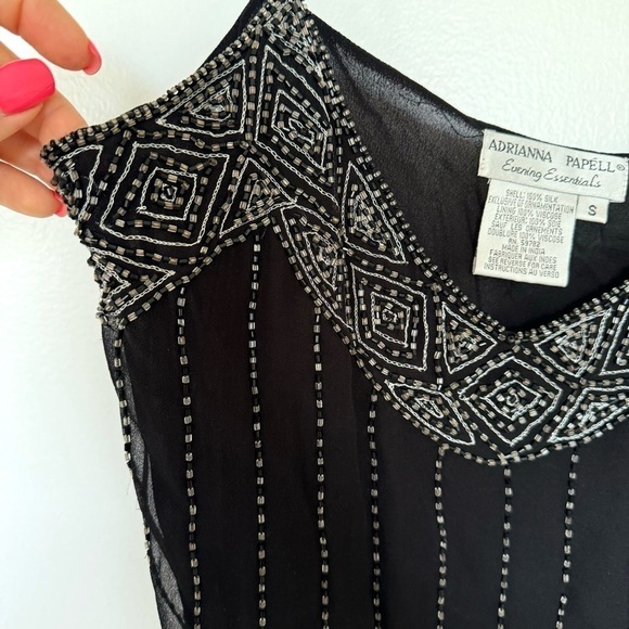 New! Adrianna Papell Beaded Tank, Size S, black - Picture 5 of 13
